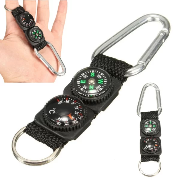 Universal Multifunction 3-in-1 Compass Thermometer Hanger Key Ring