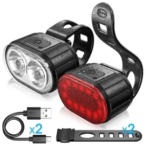 MTB/Road Bike Waterproof Rechargeable Front/Rear Light Set