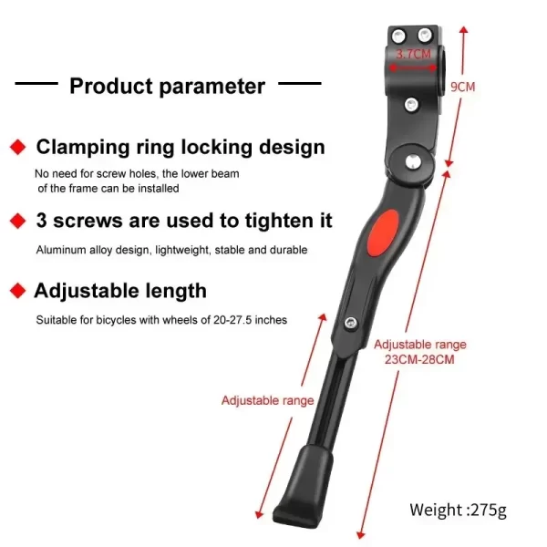 Adjustable Mountain Bike Aluminium Kickstand - Image 5