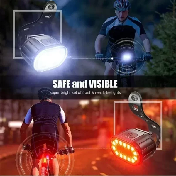 MTB/Road Bike Waterproof Rechargeable Front/Rear Light Set - Image 3